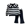 Kledingsets Meisjes Lente Herfst Kinderen Gestreepte Tops Sweatshirt En Broek Kleding Pak Peuter Trainingspak