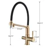 Kökskranar Rozin Filter kran Borstat guld 360 Swivel Pure Water For Black Draw Purification Mixer Tap 231030