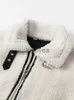 レディースレザーフェイクレザーファッションパッチワーク女性用の毛皮のようなジャケット穏やかなパネル濃い暖かいラムズウールフリースコート新しいファッションジッパーポケットレディJ231031