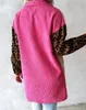 Women's Jackets 2023 Selling Leisure Fashion Color Block Leopard Wheat Texture Shacket