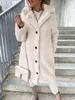 Womens Fur Faux Autumnwinter Fashion Jacket Coat Long Sleeve Polo Collar Top 231030