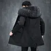 Men's Trench Coats Winter 2023 Pai Overcome Long Fur One Thickened Oversized Raccoon Collar Windbreaker Casual Solid Color Clothes