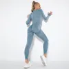 Dames tweedelige broek CNACNOO naadloze sportpakken dames crop tops met lange mouwen push-up leggings sets gymkleding zomer stukken trainingspak