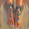 Moda matrimonio cavigliera a piedi nudi sandali gioielli da spiaggia piede gamba sexy catena gamba femminile Boho cavigliera di cristallo per le donne235U