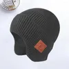 Berets Chapéu de música de inverno com fone de ouvido compatível com Bluetooth Gorro de malha grossa para proteção de ouvido à prova de vento