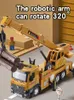 Diecast Model Large Truck Crane Engineering Vehicle Alloy Car Construction Toys Metal Toy Sound Light For Kids Gift 231030