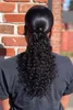 Brazilian curly wrap around ponytail human hair deep wave drawstring pontail extension long for black women 140g 120g 160g black 1b