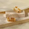 Wielowarstwowe prawdziwe złoto plamowane 18-karatowe kolczyki stalowe tytanowe damskie stal nierdzewna geometryczne owalowe kolczyki z płaszczami żeńskie