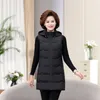 Coletes femininas jaqueta de inverno mulheres 2023 moda sem mangas com capuz acolchoado casacos longos colete coreano feminino