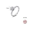 유럽 ​​새로운 4 개의 발톱 Moissanite S925 Silver Ring Jewelry Charm Women Micro Inlaid 지르콘 고급 고리 여성 결혼식 파티 발렌타인 데이 어머니의 날 선물 SPC