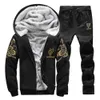 Mens Tracksuits Winter Thick Fleece Sports Suit Tracksuit Hooded Zipper Jackets Woolen Trousers Pants Casual Men Set 231031