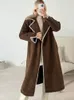 Women s Sweater Patchwork Splice Woolen Maxi Coat Long Elegant Sleeve Solid Loose Jacket 2023 Autumn Winter Lady Outerwear 231031