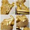 Decorative Objects Figurines Chinese Feng Shui Golden Horse Elephant Statue Decoration Success Home Crafts Lucky Wealth Figurine Of Otqvk