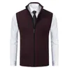 Gilet da uomo Gilet maglione con cerniera per uomo Orlo a coste Elegante colletto rialzato lavorato a maglia senza maniche