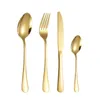 4Pcs Stainless Steel Cutlery Set Wedding Gold Flatware Dinnerware Set Dishwasher Safe