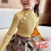 Pullover Girls sweater turtleneck pure color knitted autumn children's clothing pullover top 2t 4t 8 12 231030