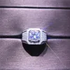 Vecalon Solitär Big Men 925 Sterling Silber Ring 3ct 5A Zirkon cz Versprechen Verlobung Ehering Ringe für Männer Vater Geschenk274G