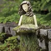 Garden Decorations Fairy Tale Forest Girl Bird Feeder Resin Crafts Outdoor Statue Lawn Decoration Ornament