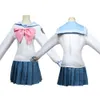 Anime Dangan Ronpa Sayaka Maizono Danganronpa Cosplay Costume Adult Women Outfits Girl Sailor Suit Skirt Bow-tie Sock Halloween