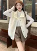 Womens Fur Faux Winter Vest Coat Women Sleeveless Casual Knitted Sweater Elegant Single Breasted Thick Warm Jacket 231031