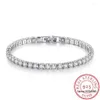 Link pulseiras real moissanite pulseira para mulher ss925 prata esterlina 4mm diamantes pulseiras correntes com certificado gra fino jewe277w