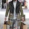Abrigo de diseñador de moda para hombre, abrigo de lana con solapa y estampado digital 3D, a cuadros, otoño 2023