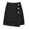 Skirts Autumn And Winter Plaid Dress For Women Fashionable High Waist Buckle Fashion Gentle Girl Sweet Street Skirt