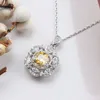 Collier avec pendentif en argent sterling et diamant jaune, concepteur principal, esthétique, fleur de glace, diamant de couleur, collier pour femmes en or blanc de haute qualité