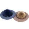 Bérets Mode élégant doux femmes béret chaud hiver automne chapeau belles dames chapeaux de fête casquette avec 15 cm véritable pompon de fourrure femme cadeau 231031