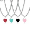 Design Tiffan 925 Sterling Silver Beads Halsband för smycken med rosa blå röd svart färg hjärthalsband grossist