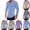 Spring Men T-shirts Plus Size 3XL Long Sleeve Striped T Shirt Casual O-Neck Solid Tshirt Elastic Hip Hop Tops223n