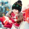 Chapeau de noël en laine tricoté pour adultes et enfants, bonnets tricotés colorés et brillants