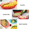 Dinnerware Sets 12 Pcs Chips Basket Serving Tray Oval Dinner Plates French Fries Storage Fast Plastic Vegetable