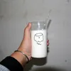 Kubki w stylu Korean Milk Glass Puchar 400 ml ciepło odpornego na kawa Sok Sok Zimny ​​napój śniadanie z słomką na domową kuchnię