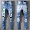 Nova moda jeans calças jeans masculinas de algodão calças mani masculino clássico angustiado buraco bordado jeans221i