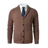 Women's Jackets Men's Shawl Collar Cardigan Sweater Slim Fit Cable Knit Button up Merino wool with Pockets 231031