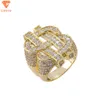 Venta caliente Hip Hop Full Vvs Moissanite Ring Rock Hollow Out Símbolo del dólar estadounidense Anillos de diamante para hombres Joyería de moda