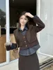 Tvådelad klänning Autumn Short Coat kjol kostym Black Women's Slim Korean Fashion Long Sleeve Y2K och hög midja A-linje