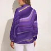 Women's Blouses Purple Marble Blouse Long Sleeve Abstract Liquid Aesthetic Female Street Wear Oversized Shirt Graphic Clothes Gift