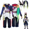 Anmie jeu Genshin Impact Costume perruque oreilles bande dessinée Con Halloween carnaval Sumeru Tighnari Cosplay femmes vêtements