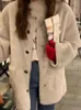 여자 모피 가짜 회색 겨울 모피 재킷 여자 코트 부드러운 아늑한 큰 주머니가 가을과 밍크 코트 따뜻한 231031