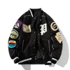 Chaquetas para hombres Otoño Retro Carta Bordada Bomber Chaqueta Hombres Calle Thin Windbreaker Béisbol Uniforme Grueso Parkas Pareja Casual Abrigo suelto 231031