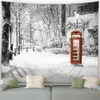 Kerstversiering Winter Wandtapijt Bos Cederbomen Zonneschijn Wit Raam Natuur Landschap Muurbehang Thuis Woonkamer Slaapkamer Decor 231030