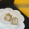 2023 Luxe Master Diamond Studs 14 K Wit Goud Ontwerp Dames Oorbellen Letter F Oorbellen Charm Gift147