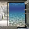 Window Stickers Film Privacy Ocean Non Adhesive Glass Sticker Sun Protection Heat Control Coverings for HomeDecor