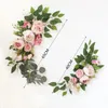 Dekorativa blommor 2st Artificial Flower Row Arrangement Set Pink Wedding Arch Backdrop Wall Decor Hanging Corner Triangle Floral