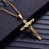 Cross Pendant Halsband Kvinnor Män rostfritt stål Jesus Kristus smycken för nackmode julklappar till flickvän grossist