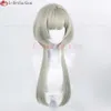 Catsuit kostümleri oyunu Genshin Etki Fatui Sandrone Cosplay 60cm Uzun Işıklı Keten Isıya Dayanıklı Sentetik Saç Partisi Peruklar + Peruk Kapağı