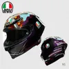 Full Face Open Face Motorcykelhjälm AGV Pista Gprr Carbon Fiber Black Red Trail Tiger Year Motorcykel Racing Hjälm Full Hjälm 75th Anniversary Chameleon Yi SLG