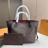 Designer-Tasche, Damen-Einkaufstasche, Umhängetasche, Einkaufstasche, doppelhändige Handtasche, kariert, Damier Ebene, beschichtete Canvas-Geldbörse, Verbundtasche, mit Textil gefütterte Innentasche mit Reißverschluss